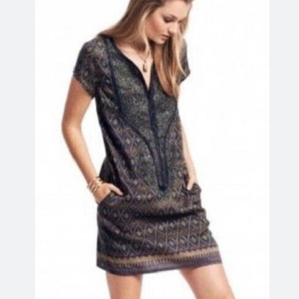 Calypso St Barth‎ Fran 100% Silk Dress Womens Small Beaded Embellished Pockets